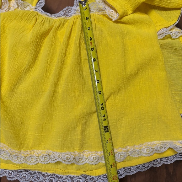 Vintage Handmade Yellow Lace Boho Blouse | Flowy Cottagecore Top - Picture 9 of 9